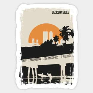 Jacksonville Vintage Minimal Florida Travel Poster Sticker